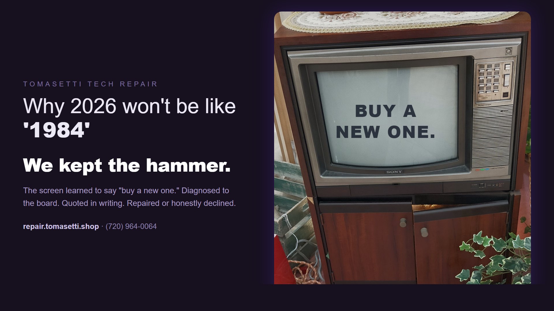 Why 2026 won't be like '1984' — we kept the hammer.