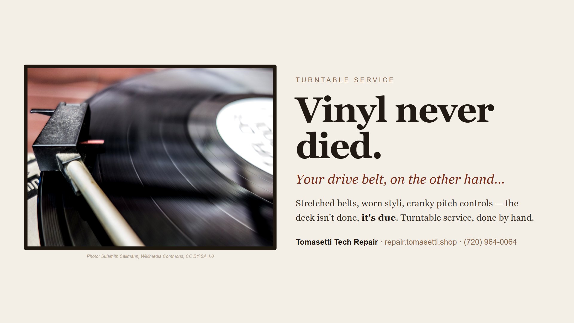 Vinyl never died. Your drive belt, on the other hand…