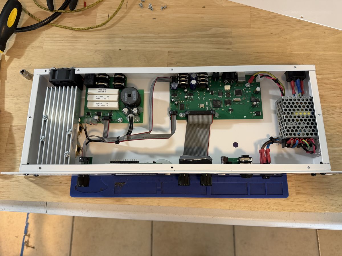 Inside an audio load balancer on the Tomasetti Repair bench
