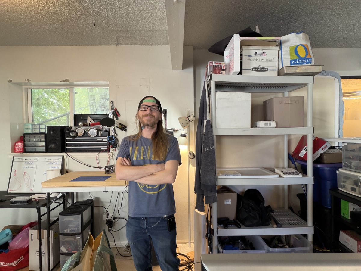 Tj at the shop bench in Longmont